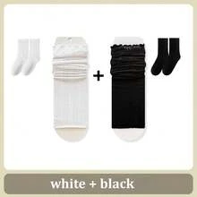 1/2/3 Double White Lace Leg Covers, Women's Stack Socks Covers, Long Stockings Paired With Boots Covers. Spring And Summer Fashionable Ballet Style Calf Socks Combination Set - Multicolor - View 17