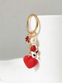 1pc Heart-Shaped Rose Flower Keychain, Couples Gift, Keyring, Bag/Backpack Charm, Car Pendant, Suitable For Women, Valentine's Day, Birthday, Wedding Gift - Multicolor - View 7