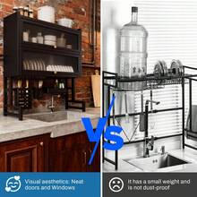 4-Tier Over Sink Dish Draining Rack, Adjustable Width And Height, With Phone Holder, Cup Holder, Knife And Chopstick Holder, Cutting Board Rack, Space-Saving Rack - màu đen - Xem 10