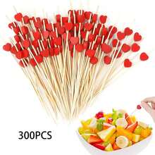 300/200/100/50/10pcs Red Heart Cocktail Picks, Fruit Picks, Dessert Picks, Appetizers, Fruit Skewers, Cupcake Toppers, Sandwich Picks, Long Cocktail Picks, Suitable For Valentine's Day, Birthday, Wedding, Party, Etc. - Multicolor - View 7