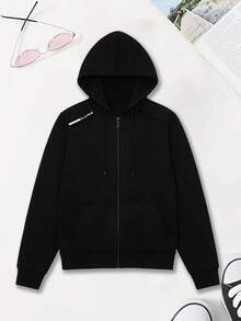 Women's Hooded Sweatshirt Jacket, All-Season Wear, Street Casual Style, Comfortable And Versatile, Great For Travel, Fitness And Commuting. - Black - View 6