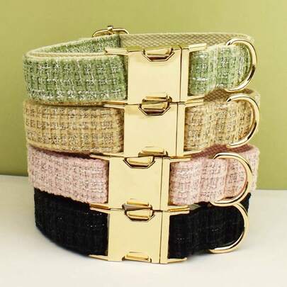 酒红色格子锌合金扣宠物狗项圈，可调节天鹅绒狗项圈配金色扣环 - 柔软舒适的宠物颈带，适合大、中、小型犬，可调节狗项圈 | 天鹅绒宠物项圈 | 柔软天鹅绒材质，狗狗情人节、圣帕特里克节、斋月、复活节、新年、生日礼物