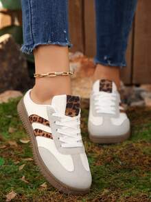 复古德式休闲低帮运动鞋，时尚百搭运动滑板鞋，休闲白色鞋 - 米色 - 查看 3