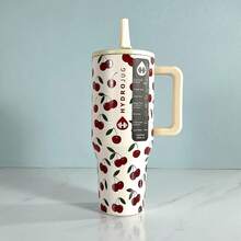 Hydro Jug 40oz Original Traveler 32 Oz/40 Oz Water Bottle With Handle & Flip Straw - Fits In Cup Holder, Leak Resistant Tumbler-Reusable Insulated Stainless Steel & Rubber Base - Gifts For Women & Men - cherry-40oz - 查看 2