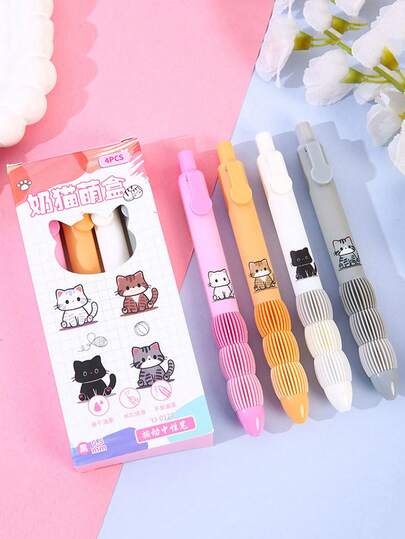 2pcs Black Gel Pens - Cat & Dog Design Pocket Pens, Smooth Ink, For Office, School & Signature Use, Push-Button Ballpoint Pen, Cute Kitten & Puppy Exam Stationery, Stress Relief, Back To School, Holiday Gift