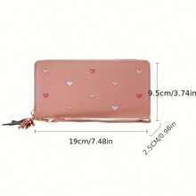 This New Girl's Long Wallet Is Stylish And Simple, Featuring A Heart Shape, A Coin Purse, Card Holder, And Zipper. It's A Perfect Valentine's Day Gift For Girls. - Multicolor - View 6