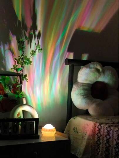 1 pieza Luz nocturna de Luces del Norte LED - Lámpara de ambiente USB, Luz nocturna con cambio de color alimentada por USB con control remoto, Proyector mágico de 7 colores, Luz proyectora de techo, Lámpara de proyección, Luz decorativa de ambiente, Regalo romántico perfecto para Navidad y Día de San Valentín