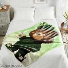 1pc Cute Cartoon Bear Pattern Blanket, Soft, Skin-Friendly, Warm, Comfortable Blanket For Home, Sofa, Bedroom, And Afternoon Nap. Adorable Design, Cozy Decorative Blanket, Suitable For All Seasons. Delicate Touch, Lint-Free, And Easy To Care For. - Multicolor 1 - View 4
