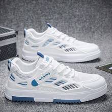 男士透气白色网面休闲运动鞋，适合春夏穿着。 - 藍白色 - 查看 5