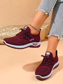 Women's Slip-On Mid-Top Casual Sports Shoes - Breathable Synthetic Cover & Mesh Upper, Vibrant Green & Orange Accents, EVA/PVC Cushioned Sole All-Day Comfort - Versatile Work, Running Errands & Casual Attire, Ladies Sneakers, Workwear Sneakers, Stylish Slipons, Modern Sneakers, Durable Traction, Comfortable Fit - 紅色 - 查看 5