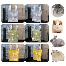 1 pièce Sac distributeur de pour lapin, sac de stockage de en forme d'oreille à suspendre, convient aux lapins, hamsters et autres petits animaux de compagnie, peut être accroché à l'intérieur de la cage - Jaune citron - Voir 7