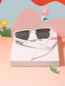 1PC Boy's And Girl's 8-14Y Polycarbonate Square Large Frame Cool Personalized Fashion Slasses, Outdoor Street Snap Sun Protection Outfit, With Glasses Box - Multicolor - View 6