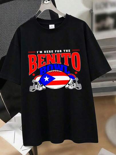 Erkekler için Günlük Baskılı Yuvarlak Yaka Kısa Kollu Tişört, Büyük Beden, Yazlık