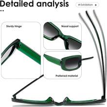 1pcNew 2026kimorn Rectangular Sunglasses For Men And Women Fashion Retro Fashion Sunglasses 90s Retro UV 400 Protective Square Frame K1200 - Black Frame Grey Lens+ Frame Grey Lens - View 7