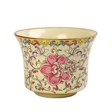 汝窑莲花缠绕茶杯，单杯，客用陶瓷主杯，茶杯，水杯 - 彩色 - 查看 5