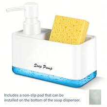 2026新款热销厨房洗洁精分配器，多功能按压式皂液器，带海绵架和刷架，大容量可重复灌装瓶，适用于厨房和浴室水槽台面，家用清洁工具，创意厨房皂液器，台面皂液泵，洗洁精分配器，浴室皂液器