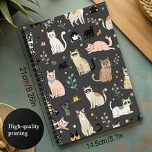 1pc A5 Spiral Bound Notebook With Cat Design, Perfect Gift For Friends, Colleagues And Men, Office Supplies, Note Taking, Modern Stationery, Spiral Notebook, Portable Design, Lightweight Notebook, Loose Leaf Notebook, Writing Diary, Professional, Student - 1 - View 3