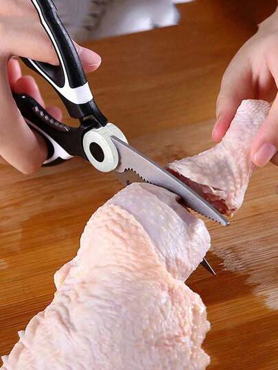1 pieza de tijeras de cocina multiusos de alta calidad, hoja afilada de acero inoxidable para cortar pescado, asar, cortar huesos y preparar alimentos