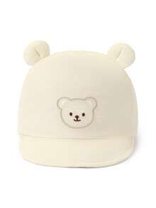 TUTUYA 0-12个月婴儿棒球帽，柔软舒适轻薄婴儿鸭舌帽，米色可爱小熊刺绣儿童可调节带遮阳帽 - 米色 - 查看 3