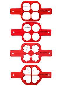 两件套硅胶煎锅和煎饼模具，适用于制作煎蛋、煎饼、巧克力等各种形状的食物，例如心形、方形、三叶草形、圆形等。耐热、易清洗、经久耐用。 - 彩色 - 查看 4