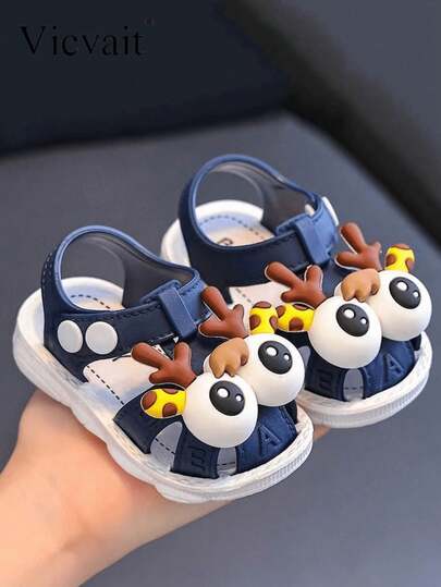 Kids Cartoon Car Design Soft Bottom Indoor/Outdoor Sandals, Summer, Boys