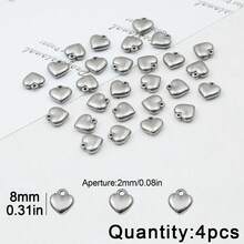 4pcs Stainless Steel Heart Shaped Single Hole Pendant Beads, DIY Jewelry Making, Handmade Beading Craft Supplies - DIY - View 12