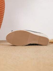 女士厚底坡跟一脚蹬鞋 - 时尚优雅，休闲舒适，中东系列，复古风，日常通勤，百搭休闲，简约风格，高跟，一脚蹬，仿珍珠皮革，低帮高跟，编织，厚底坡跟鞋。尺码 35-43，春秋季 - 黑色 - 查看 4