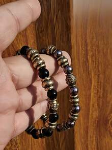 1条男女通用纹理字母时尚手链，高端品质男女腕带 - 彩色 - 查看 1