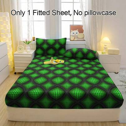 1 buc. Cearșaf cu elastic respirabil, model păianjen și ochi verzi, husă de saltea moale și confortabilă pentru dormitor, cameră de oaspeți și cămin, protector de saltea, set de lenjerie de pat (fața de pernă nu este inclusă)