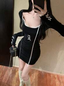 Women Short Dresses - Black - View 7