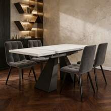 Dining Table & Chair Sets - White + MDF+Metal - View 1