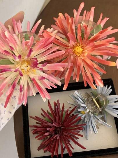 1个逼真3D花朵发夹，波西米亚风蟹爪雏菊发饰，优雅女士发夹，休闲发夹