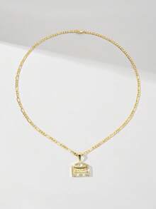 1件欧美经典铜镶嵌耶稣最后的晚餐守护光限量版吊坠项链，适合圣诞节/感恩节/万圣节/母亲节/情人节送给情侣/朋友/信徒，天主教初领圣体礼物，日常及节日佩戴祈祷。 - 金黃色 - 查看 6