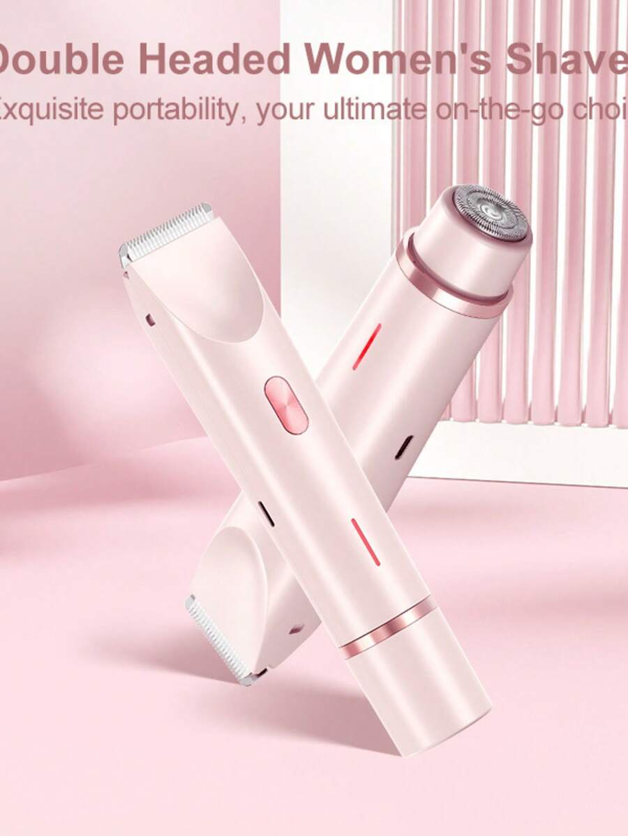 双头剃毛器，二合一女士电动剃毛器，带限位梳的比基尼修剪器，温和清洁毛发修剪器，适用于面部、手臂、大腿和身体剃毛，紫色，母亲节礼物，USB充电，400毫安时电池 - 多色 - 查看 1