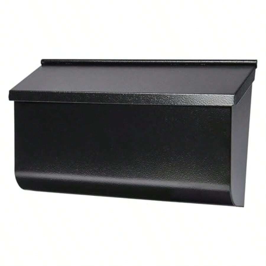 Woodlands™ Wall-Mounted Mailbox For Outside Rust-Resistant Gaanized Steel Metal Medium Mail Box Textured Black Modern Wall Mailbox - Black - View 1