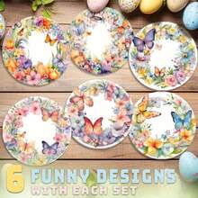 6 Spring Floral And Butterfly Wooden Coasters - 10x10cm, Vibrant Easter Decor With Soft Pink Flowers And Butterflies, Perfect For Garden, Kitchen, Living Room Decor, Ideal Gift For Friends And Family, Easter Decoration | Vibrant Butterfly Design | - Multicolor - View 3