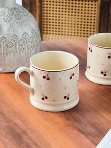 2 Stück/1 Stück Kirsch-Herz Tasse, minimalistisch elegante persönliche Kaffeetasse, Milchtasse, Nachmittagsteetasse, tägliche Wassertasse, Büro Latte Tasse, geeignet als Geschenk für Freunde, Familie und Paare, für den Innen- und Außenbereich verwendbar - Verschiedenfarbig - Übersicht 8