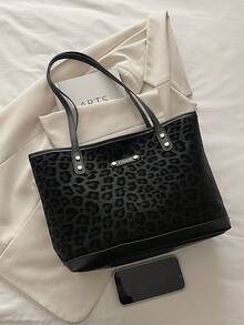 Large Capacity Handbag For Women, New Minimalist Commuter Shoulder Tote Bag - Black - View 4