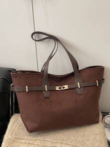 حقيبة كبيرة السعة بطراز قديم، حقيبة كتف بطبعة نمر، حقيبة يد عصرية للنساء - متعدد الألوان - مشاهدة 14