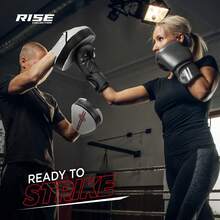 Guantes de Boxeo, Manoplas Curvas para Entrenamiento de precisión, Cuero sintético de Primera Calidad para Golpes Rectos y Ganchos, Correa Ajustable y ventilada, Ideales para Muay Thai. - Blanco y negro - Ver 5