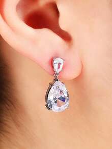 1 Pc Elegant Cubic Zirconia Drop For Women For Wedding Engagement Anniversary Party Jewelry Valentine's Day Gift - 1# - View 5