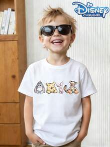 This Disney Winnie The Pooh And Friends Themed Summer T-Shirt Is Perfect For Boys And Girls To Wear To Holiday Parties, Family Gatherings, Outdoor Activities, Travel, And As A Gift For Children Visiting Disneyland. - 白色 - 查看 1