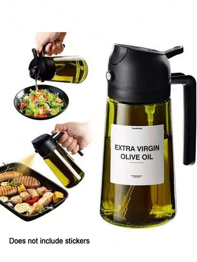 1pc 16oz/470ml Opaque Dark Color Oil Sprayer Bottle, Ideal For Cooking, 2-In-1 Kitchen Olive Oil Dispenser, Premium Dark Green Glass Oil Bottle, Oil Sprayer, Kitchen Oil Pot, Mister Bottle, Great For Grilling, Modern Kitchen Gadget, Durable Kitchen Tool, Suitable For Air Fryer And Grill, Kitchen Accessory, Available In Green/Yellow/White