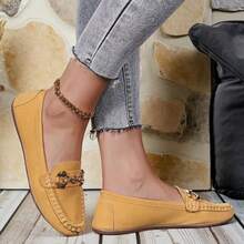 1 Pair Women's Casual Slip-On Flat Loafers, College Style Versatile Yellow Moccasins For Daily, Outdoor, Commute, Sports, Suitable For All Seasons, Ramadan/Holiday Gift - Turmeric 10 - View 5