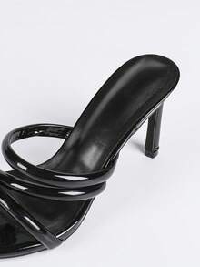 Women's Stiletto High Heels, Black Round Toe Sandals With Strap, Fairy Style Open Toe Dress Shoes, Comfortable For Summer - Black - View 8