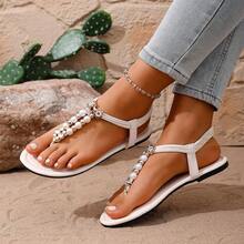 Teenage Girls' Sandals, New Summer Fashion Flat Lightweight Comfortable Soft Bottom Non-Slip Beach Slippers, Versatile - Beige - View 4