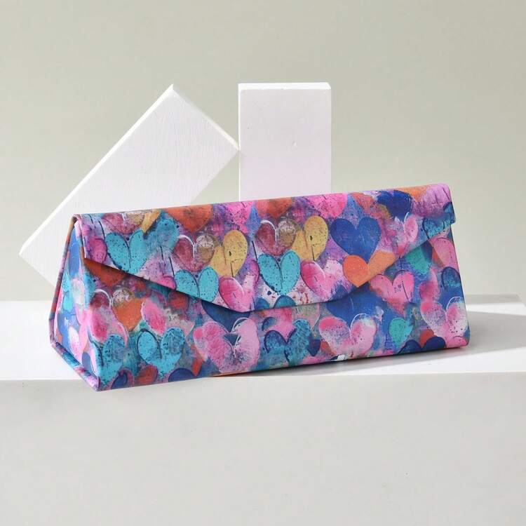 1pc Vintage Floral & Heart Foldable Eyeglass Case, Bohemian/Girly Eyeglasses Box, Convenient Crush-Resistant Glasses Storage, Fashion Versatile Retro Cute Eyewear Case/Wallet, Holiday Gift - A - View 8