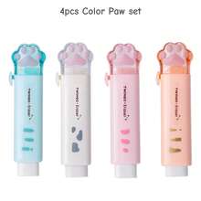 1个推拉式猫爪橡皮擦，卡通猫形铅笔橡皮擦，用于修正和清洁笔迹，学生礼物奖励，学习用品 - 白色 - 查看 16