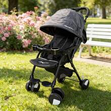 Baby Stroller For 0-24 Months With Sunshade, Lightweight And Portable, One-Button Quick Fold, Reclining Seat For Sitting Or Lying Down, Ideal For Boys And Girls, Daily Use And Outings - 黑色 - 查看 3