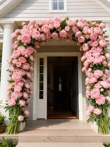 15支/套 仿真粉色牡丹花，适用于婚礼、母亲节、复活节和春季装饰，室内外家居装饰，节日装饰，DIY花束制作，新娘捧花，婚礼装饰，派对装饰，酒店装饰和桌面摆件 - 粉色 - 查看 2